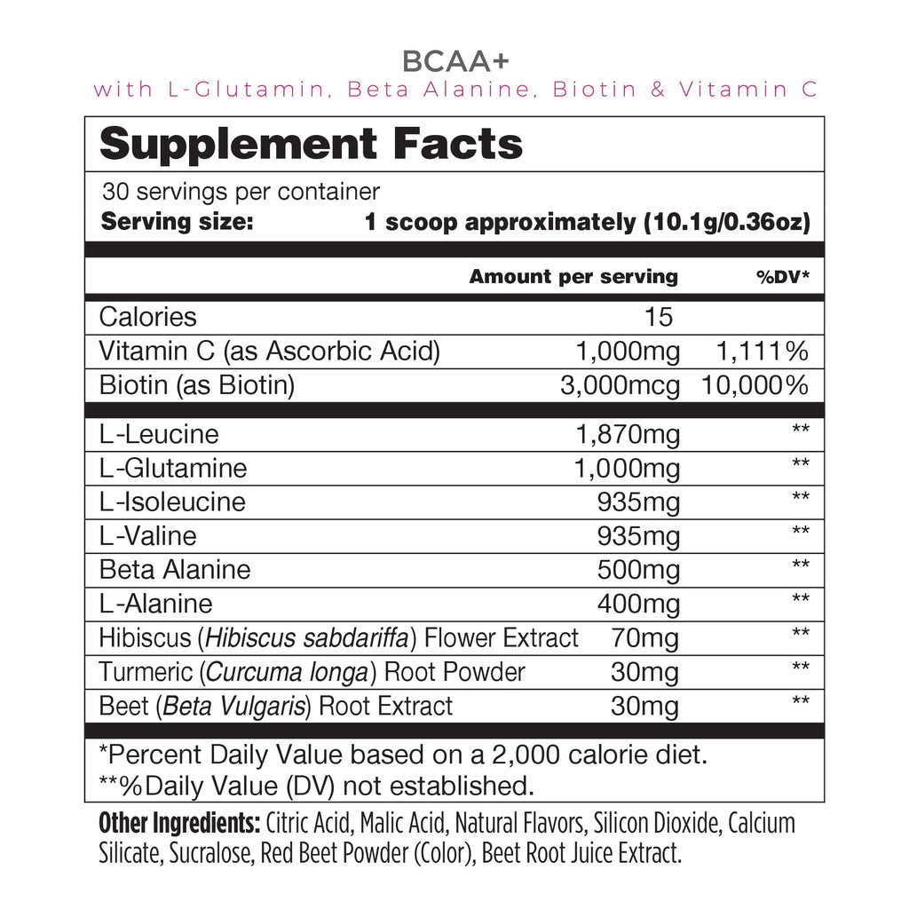 BCAA+ with L-Glutamine, Beta Alanine, Biotin & Vitamin C